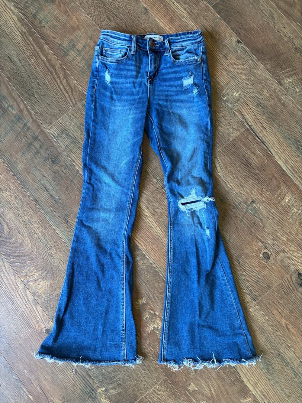 Flying Monkey Medium Blue Distressed Flare Jeans